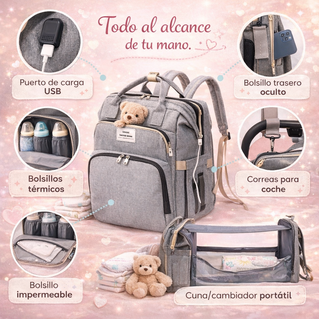 NidoBag™ - Pañalera con Cambiador Plegable Multiuso